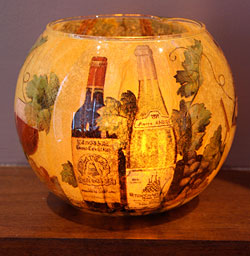 Tuscan Wine and Grapes Tea Candle Holder - 4 x 5 Inches