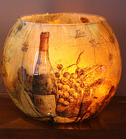 Tuscan Wine and Grapes Tea Candle Holder - 5 x 6 Inches