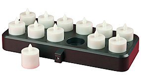 Amber Rechargeable Commercial Tea Lights Set 12